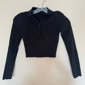 Black Ribbed Long Sleeve Top